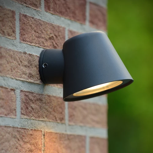 Lucide DINGO-LED - Applique murale Intérieur/Extérieur - LED Dim. - GU10 - 1x5W 3000K - IP44 - Anthracite - ambiance 1